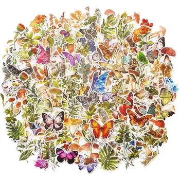 180PCS Multi-Color Vintage de Flores y Plantas de Setas Mariposas de Colección de Washi Pegatinas para la Decoración de los Planificadores de Álbum de recortes