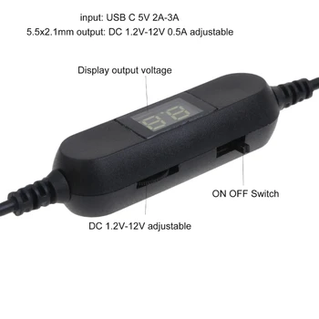 USB C a 5.5x2.1mm 2V-12V Voltajes Ajustables Cable de Alimentación para LED Ventilador