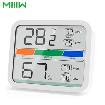 Miiiw LCD Digital Termómetro 2 Higrómetro Interior Termo-Higrómetro con Imán, MIN/MAX Registros de la Sala de Control de Clima