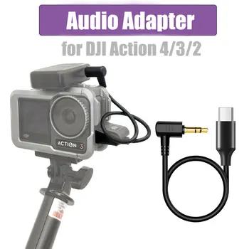 Cable de Audio Adaptador Para DJI Acción 4/3/2 Adaptador de Micrófono de Tipo c, a 3,5 mm de Micrófonos Micrófono Adaptador de Audio de la Línea de Accesorios
