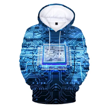 La moda Chip Electrónico Impreso en 3D Divertido Sudaderas con capucha de los Hombres de las Mujeres Casual Harajuku Jerséis con Capucha Unisex Hip Hop Sudadera con capucha de gran tamaño
