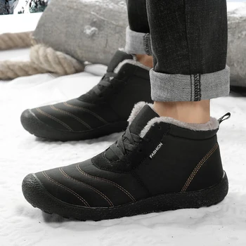 Los hombres de Invierno de los Zapatos de Suela de Goma Impermeable Cortos de Invierno Botas de Plataforma Antideslizante Botas para realizar Caminatas al aire libre Botas de Tobillo Zapatos de Footwea