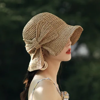 Las Mujeres De La Moda Del Sombrero De Mujer De Verano De La Protección Del Sol Sombreros Arco Sombrero De Cubo Plegable De Vacaciones De Playa, Sombrero Para El Sol