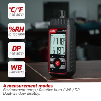 Digital de Temperatura, Humedad Medidor de -40℃~ 80℃ / ℉ DP / WB 0~100RH% medio Ambiente Probadores Termómetro Higrómetro