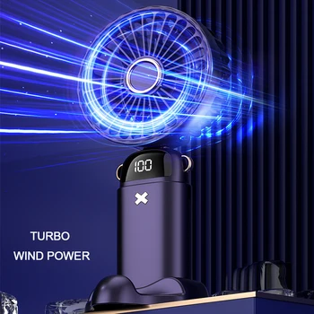 De mano Mini Fan Ventilador Portátil Recargable de Bolsillo Ventilador con 5 Niveles de Velocidad de 6000 mAh de la Batería Plegable USB Ventilador para Oficina al aire libre