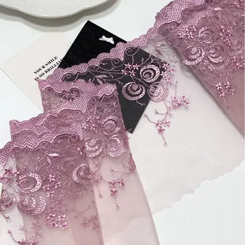 30Yards Bordado de Encaje Lencería de Material de BRICOLAJE color Rosa Púrpura Bordado de Encaje para el Sostén de Accesorios de Costura Manualidades