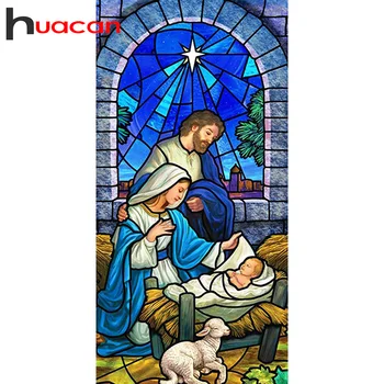Huacan 5D BRICOLAJE Diamante Pintura de la Virgen María Mosaico Religión Kit de Bordado Creativo Aficiones Decoración del Hogar