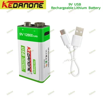 li-ion Recargable battery9V 12800mAh Micro USB Baterías de 9 v de litio para Multímetro Micrófono de Juguete de Control Remoto de KTV uso