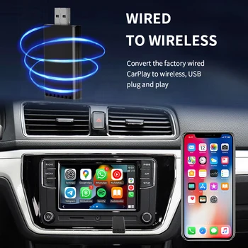 Cableado a Inalámbrico Carplay Adaptador Para Coche Mini USB AI Cuadro de Bluetooth Adaptador de Plug and Play Playaibox Para VW Estéreo del Coche