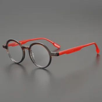 Vintage gafas redondas marco de los Hombres y de las mujeres de Moda de la Personalidad de vidrios de colores marcos ópticos del Acetato de gafas de Prescripción