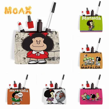 Mafalda dibujos animados Cosméticos Bolsas de Embrague de la caja de Lápiz Mujeres de Maquillaje Bolsa de Moda de la Muchacha Mini Bolso barra de labios de Almacenamiento de artículos de Tocador Organizador