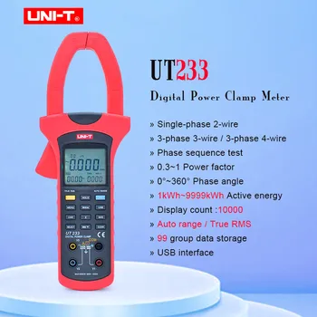 UNIDAD UT233 de mano de potencia y armónicos pinzas amperimétricas,voltaje/ corriente/activo/reactivo de potencia/factor de potencia/ángulo de fase de la prueba