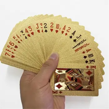 24K de Oro Jugando a las Cartas de Plástico Juego de Poker con Cubierta de Lámina de Poker pack de Cartas Magic Impermeable de la Tarjeta de Regalo de Colección de juegos de Azar de Juego de mesa