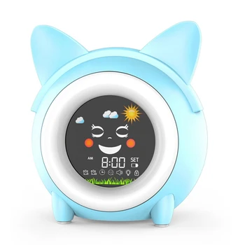 1 Conjunto de ABS Azul Colorido de la Noche, la Luz de Alarma del Reloj de la Historieta del Reloj de Alarma Para los Niños Chicos Chicas Dormitorio