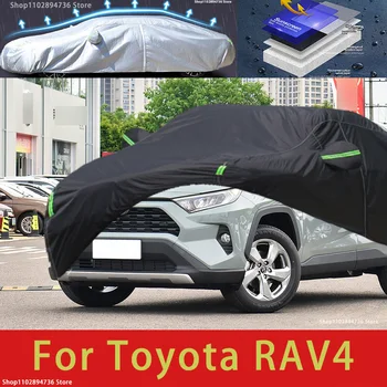 Para Toyota RAV4 al aire libre Completa Protección de la Cubierta del Coche de la Nieve Cubre Toldo Impermeable a prueba de Polvo Negro Cubierta del Coche