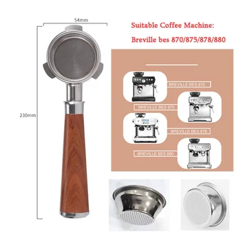 54mm Café sin Fondo Portafiltro para Breville 870/875/878/880 Desnudo Cesto del Filtro Reemplazo de la Máquina de café Espresso Accesorio