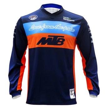 Spot de la primavera verano más reciente al aire libre de la Bicicleta de Montaña de Manga Larga de color azul oscuro Camisetas MTB Racing Team de la Carretera de los Deportes de los hombres de la camiseta de racing