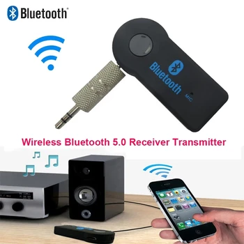 Coche Inalámbrico Bluetooth 5.0 Receptor 2 en 1 Auto Transmisor Adaptador de Jack de 3,5 mm de Música de Audio Aux A2dp para Auriculares Receptor de manos libres