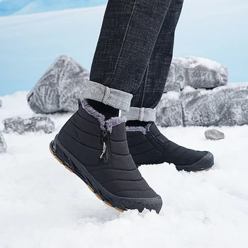 Botas de invierno de 2023 Nuevos Hombres Botas de piel Cálida Felpa de la Plataforma de Senderismo de Tobillo Botas al aire libre Masculino Botas de Nieve de Hombre Zapatos de Invierno de los hombres