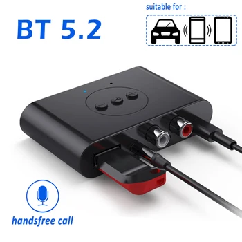 Inalámbrico Receptor de Audio Bluetooth-Compatible 5.2 Receptor de Audio NFC Disco de U RCA de 3,5 mm AUX Estéreo USB Adaptador de Música para el Kit de Coche
