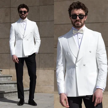 La moda de los Hombres Blancos Esmoquin Chal Solapa Slim Fit de Graduación de la Cena de la Boda Blanca de Esmoquin para los Hombres 2pieces