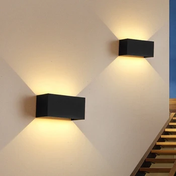 LED Impermeable 12W LED Lámparas de Pared Negro/Blanco Color de la Cáscara Impermeable IP65 al aire libre Interiores de Iluminación de Aluminio de la Pared de Luz arandela