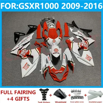 Carenado moto kit de ajuste para GSXR1000 GSXR 1000 GSX-R1000 2009 2010 2011 2012 2013 2014 2015 2016 K9 Carenados conjunto blanco rojo