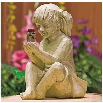 Jardín de Niños Estatuas, Escultura de Niño de la Captura de un Iluminado de Jar la Figura de una Estatuilla de Jardín al aire libre Interior del Hogar Decoración de Escritorio