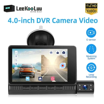 LeeKooLuu Dash Cam 4.0 Pulgadas de Pantalla Táctil LCD del Coche DVR 1080p Full HD de Auto Registrador Circular 24h Monitor de Aparcamiento con Cámara Trasera