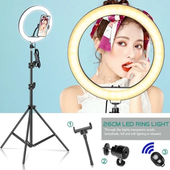 10 de la pulgada LED de la Fotografía la Iluminación de la Luz del Anillo del Trípode Selfie Llenar la Lámpara USB de Carga Regulable Para Youtube Photo Studio Maquillaje