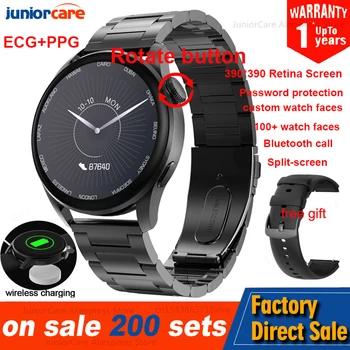390*390 Retina HD Pantalla de Reloj Inteligente Hombres IP68 Impermeable de Bluetooth de la Llamada Reproductor de Música ECG+PPG Smartwatch de Carga Inalámbrica VS Y20