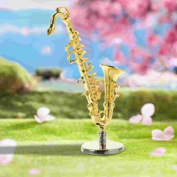 Miniture Decoración De Casa De Muñecas, Accesorios Musicales De Adorno En Miniatura Saxofón Modelo De Aleación De Pequeñas Simulado Niño