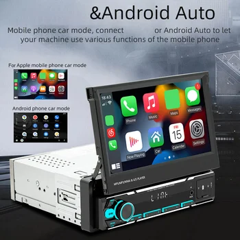 7 Pulgadas Inalámbrico de Carplay Android Auto Portátil del Coche de Radio Estéreo Bluetooth compatible con el Reproductor Multimedia HD de Pantalla Táctil Estéreo del Coche