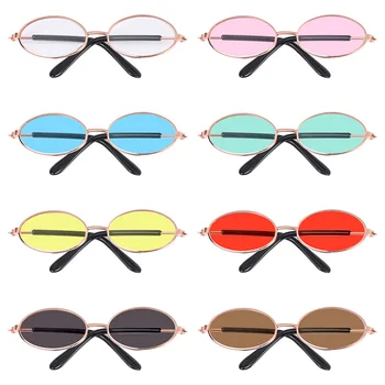 La Muñeca de la felpa Gafas Retro Ovalada Gafas de sol de Marco de Metal de colores de Lentes en Miniatura Anteojos Para Blythe Corea EXO Muñecas Accesorios