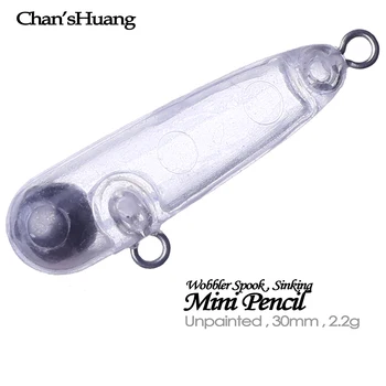 Chan'sHuang 30PCS Sin pintar en Blanco Cebo de 30mm de 2.2 g Mini Hundimiento Lápiz Wobbler Spook DIY hechos a Mano Artificial Señuelo de la Pesca Tackle