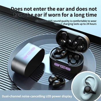 TWS Clip-on Bluetooth Auriculares de Conducción Ósea Oído Abierto Auriculares Deportivos Auriculares Inalámbricos Con Micrófono de Control Táctil de la prenda Impermeable