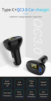 El Modulador de FM del Reproductor MP3 del Coche más Ligero manos libres de Carga Rápida 3.0 de Bluetooth del Coche FM Transmisor Con dos Puertos USB Cargador de Coche