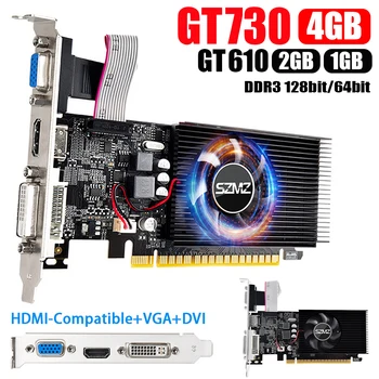 GT730 GT610 4GB 2/1GB DDR3 Gráficos de Video Tarjeta de Silencio Ventilador de la Tarjeta Gráfica del Equipo Compatible con HDMI VGA DVI de Juego de la Tarjeta de Vídeo
