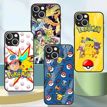 Vidrio templado de Caso Para el iPhone de Apple 14 Más De 13 Max Pro 11 12 Mini XR 7 8 Cubierta del Teléfono de Lujo Funda Divertida Pikachu de Pokemon