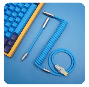 GeekCable Manual Personalizado Mecánico Cable De Datos Del Teclado Súper Elástica De Goma De La Máquina De Gato Azul