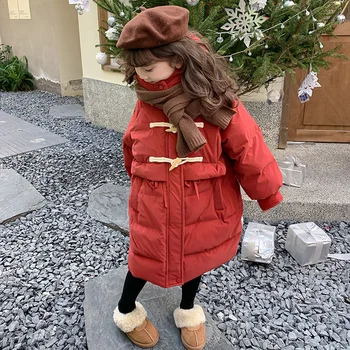 Las niñas de Invierno de Algodón Abrigo Casual Suelto Caliente Mucho el Estilo de los Niños Elegante Abrigo de los Niños de corea Parkas con Capucha traje de nieve XMP448