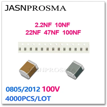 JASNPROSMA 4000PCS 0805 2012 X7R RoHS 10% 2,2 NF 10NF 22NF 47NF 100NF 222 103 223 473 104 K 100V de Alta Calidad Condensadores de 0.1 UF