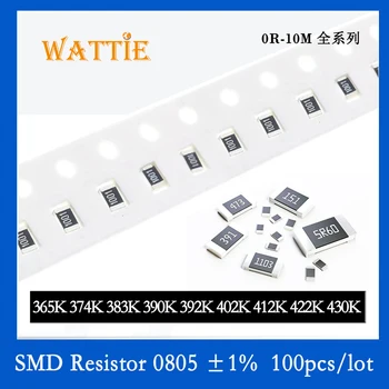 Resistor SMD 0805 1% 365K 374K 383K 390K 392K 402K 412K 422K 430K 100PCS/lot chip resistencias de 1/8W 2.0 mm*1.2 mm