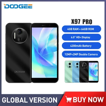 DOOGEE X97 Pro Smartphones 6.0 Pulgadas de Pantalla de alta definición G25 Octa Core 4GB+64GB Teléfono Celular 12MP 4200mAh Android 12 Teléfono 4G NFC y Google Paga