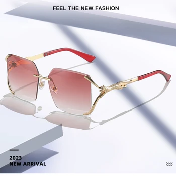 2023 Nueva Moda De Lujo De Montura De Gafas De Sol De Las Mujeres De Los Hombres De La Marca Del Diseñador De Metal De Leopardo, Gafas De Sol De Las Señoras Niña De Oculos De Sol Feminino