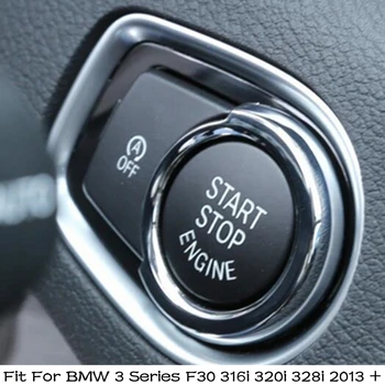El arranque del motor Interruptor de Parada de Cubierta del Botón de Recorte de Ajuste Para BMW Serie 3 F30 316i 320i 328i 2013 - 2017 ABS Cromado Interior Accesorios