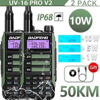 2Pack Baofeng UV16 Pro V2 Walkie Talkie 10W VHF UHF de Banda Dual de Dos vías CB Ham Radio UV-16 Portátil Transceptor de Radio UV5R UV10R