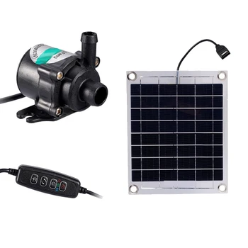 Mini Bomba de Agua Solar de 10W 12V sin Escobillas Panel Solar Kit Negro Para los Peces de Agua de la Piscina de la Decoración del Jardín