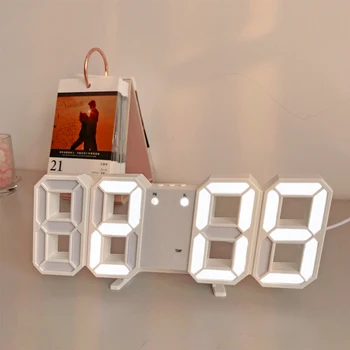 LED Digital de los Relojes de Alarma Nórdicos Relojes de Pared Colgante Reloj de Repetición Relojes de Mesa de Calendario Termómetro Electrónico Digital de los Relojes de