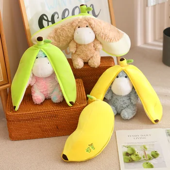 Kawaii Burro de Peluche Lindos Animales de Peluche Envuelto En Plátano Muñecas Encantadora Suave de los Niños Juguetes de Bebé para las Niñas Regalo de Cumpleaños